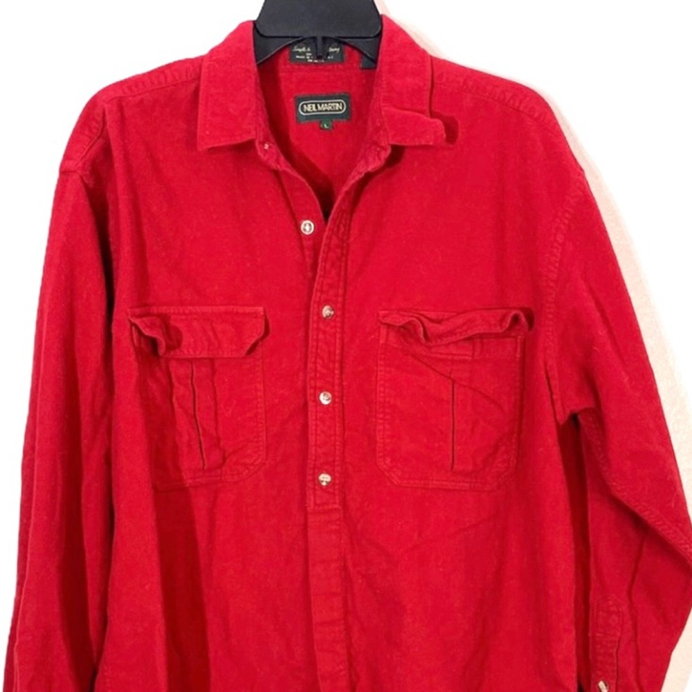 NEIL MARTIN Sz Large Vintage Men Red Button Front